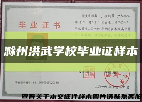 滁州洪武学校毕业证样本缩略图