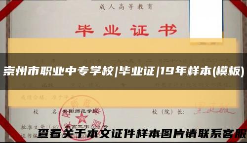 崇州市职业中专学校|毕业证|19年样本(模板)缩略图