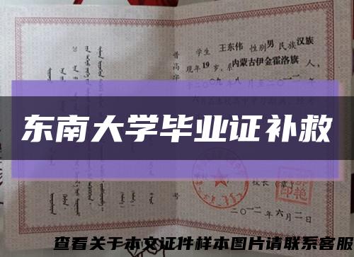 东南大学毕业证补救缩略图