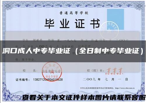 洞口成人中专毕业证（全日制中专毕业证）缩略图