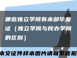 哪些独立学院有本部毕业证（独立学院与民办学院的区别）缩略图