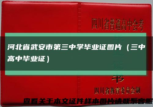 河北省武安市第三中学毕业证图片（三中高中毕业证）缩略图