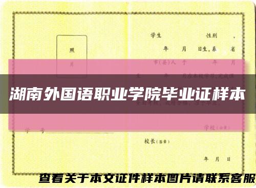 湖南外国语职业学院毕业证样本缩略图