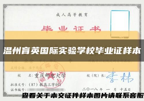 温州育英国际实验学校毕业证样本缩略图