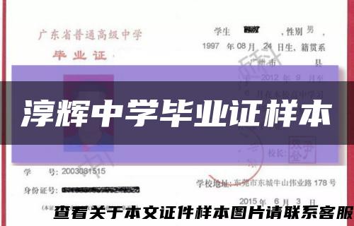 淳辉中学毕业证样本缩略图