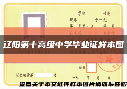 辽阳第十高级中学毕业证样本图缩略图