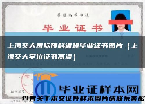 上海交大国际预科课程毕业证书图片（上海交大学位证书高清）缩略图