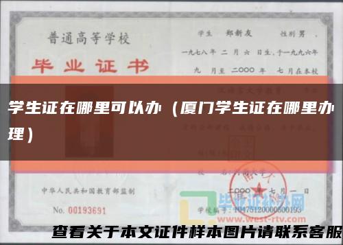 学生证在哪里可以办（厦门学生证在哪里办理）缩略图