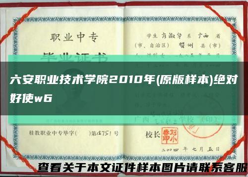 六安职业技术学院2010年(原版样本)绝对好使w6缩略图