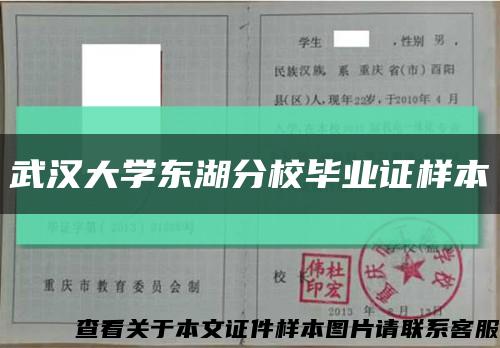 武汉大学东湖分校毕业证样本缩略图