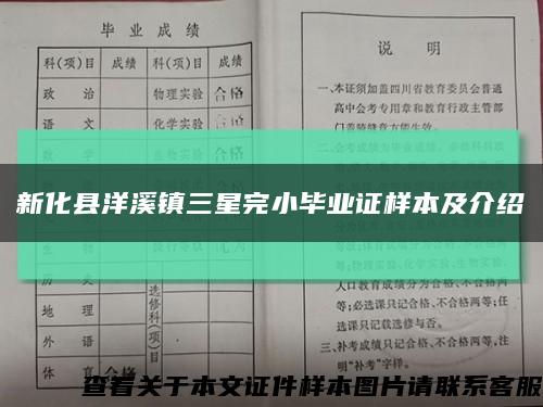 新化县洋溪镇三星完小毕业证样本及介绍缩略图