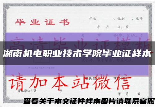 湖南机电职业技术学院毕业证样本缩略图