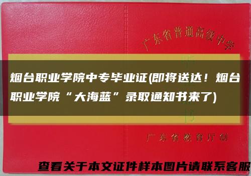 烟台职业学院中专毕业证(即将送达！烟台职业学院“大海蓝”录取通知书来了)缩略图