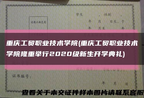 重庆工贸职业技术学院(重庆工贸职业技术学院隆重举行2020级新生开学典礼)缩略图