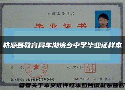 桃源县教育局车湖垸乡中学毕业证样本缩略图