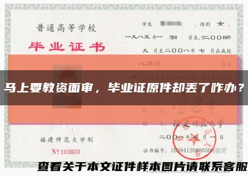 马上要教资面审，毕业证原件却丢了咋办？缩略图