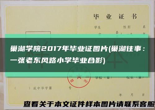 巢湖学院2017年毕业证图片(巢湖往事：一张老东风路小学毕业合影)缩略图