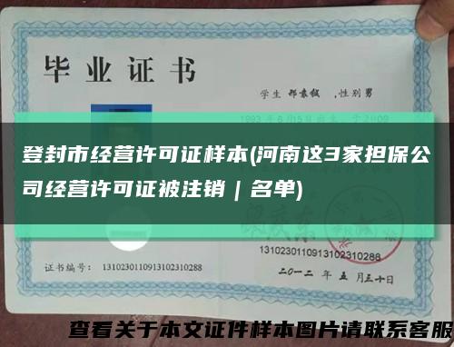 登封市经营许可证样本(河南这3家担保公司经营许可证被注销｜名单)缩略图