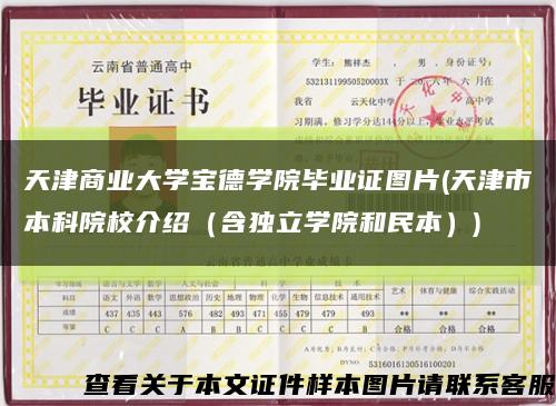 天津商业大学宝德学院毕业证图片(天津市本科院校介绍（含独立学院和民本）)缩略图