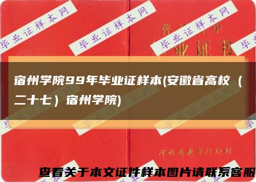 宿州学院99年毕业证样本(安徽省高校（二十七）宿州学院)缩略图