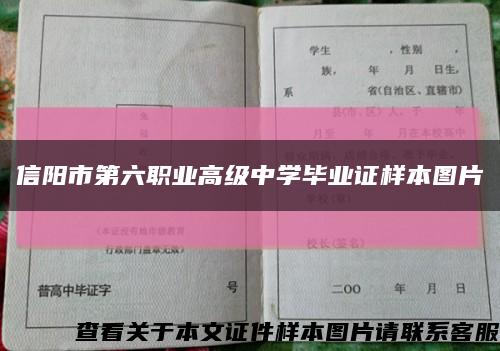 信阳市第六职业高级中学毕业证样本图片缩略图