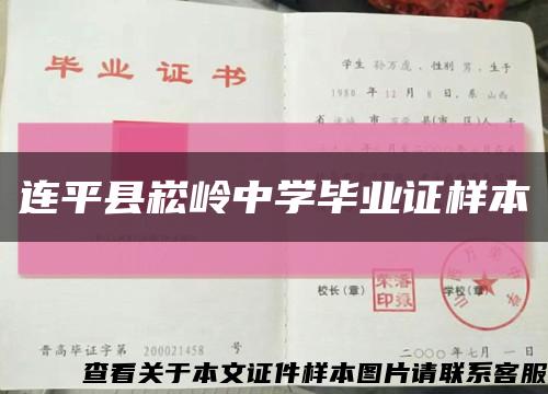 连平县崧岭中学毕业证样本缩略图