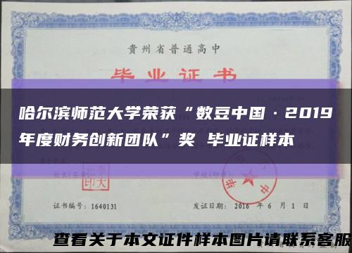 哈尔滨师范大学荣获“数豆中国·2019年度财务创新团队”奖 毕业证样本缩略图