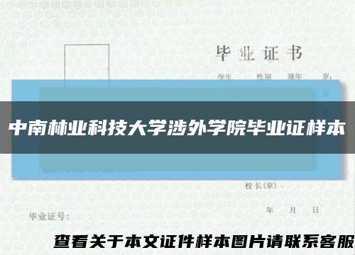 中南林业科技大学涉外学院毕业证样本缩略图