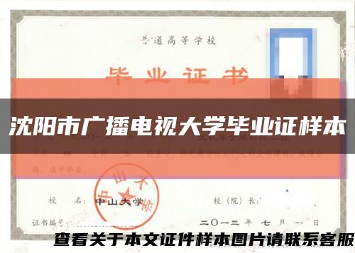 沈阳市广播电视大学毕业证样本缩略图