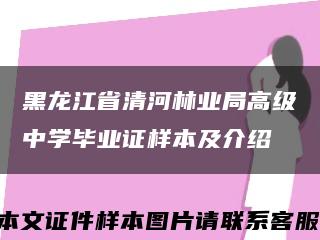 黑龙江省清河林业局高级中学毕业证样本及介绍缩略图