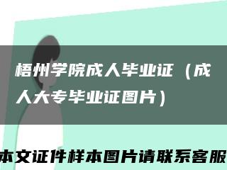 梧州学院成人毕业证（成人大专毕业证图片）缩略图