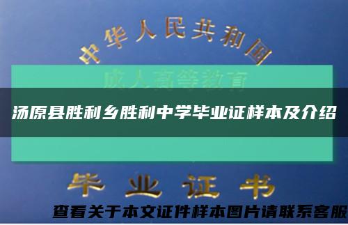 汤原县胜利乡胜利中学毕业证样本及介绍缩略图