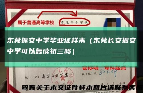 东莞振安中学毕业证样本（东莞长安振安中学可以复读初三吗）缩略图