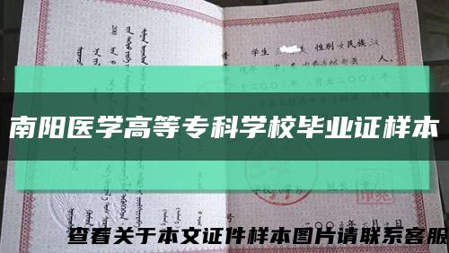 南阳医学高等专科学校毕业证样本缩略图