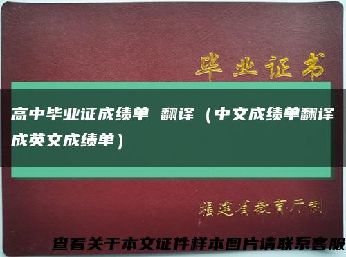 高中毕业证成绩单 翻译（中文成绩单翻译成英文成绩单）缩略图