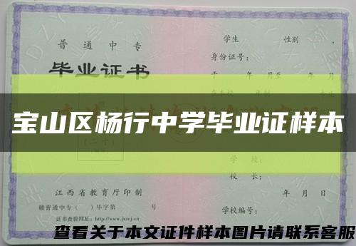 宝山区杨行中学毕业证样本缩略图