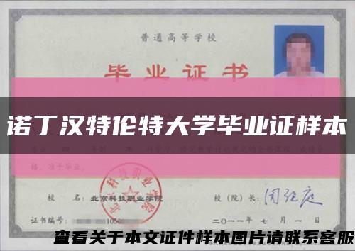 诺丁汉特伦特大学毕业证样本缩略图