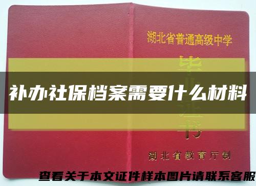 补办社保档案需要什么材料缩略图