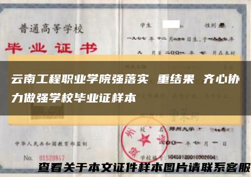 云南工程职业学院强落实 重结果 齐心协力做强学校毕业证样本缩略图