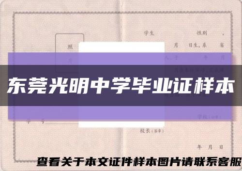 东莞光明中学毕业证样本缩略图