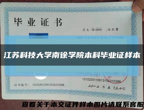 江苏科技大学南徐学院本科毕业证样本缩略图