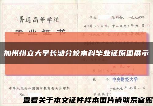 加州州立大学长滩分校本科毕业证原图展示缩略图