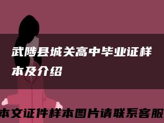 武陟县城关高中毕业证样本及介绍缩略图