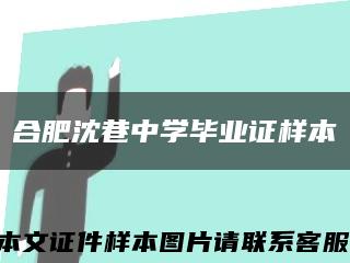 合肥沈巷中学毕业证样本缩略图