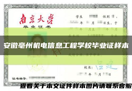 安徽亳州机电信息工程学校毕业证样本缩略图