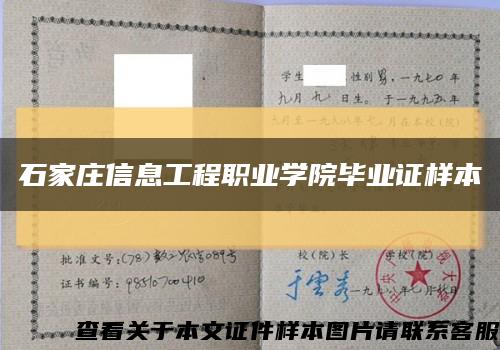 石家庄信息工程职业学院毕业证样本缩略图