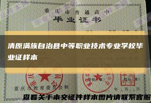 清原满族自治县中等职业技术专业学校毕业证样本缩略图