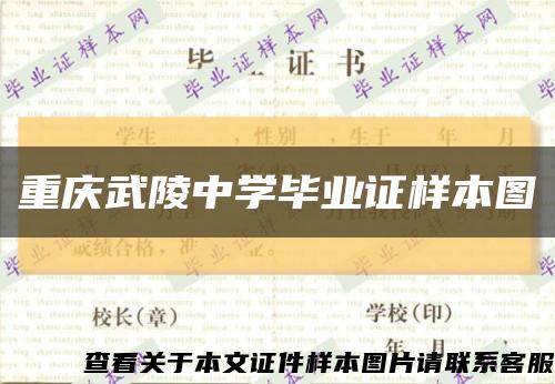 重庆武陵中学毕业证样本图缩略图