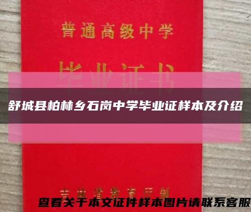 舒城县柏林乡石岗中学毕业证样本及介绍缩略图