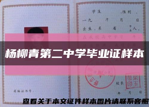 杨柳青第二中学毕业证样本缩略图